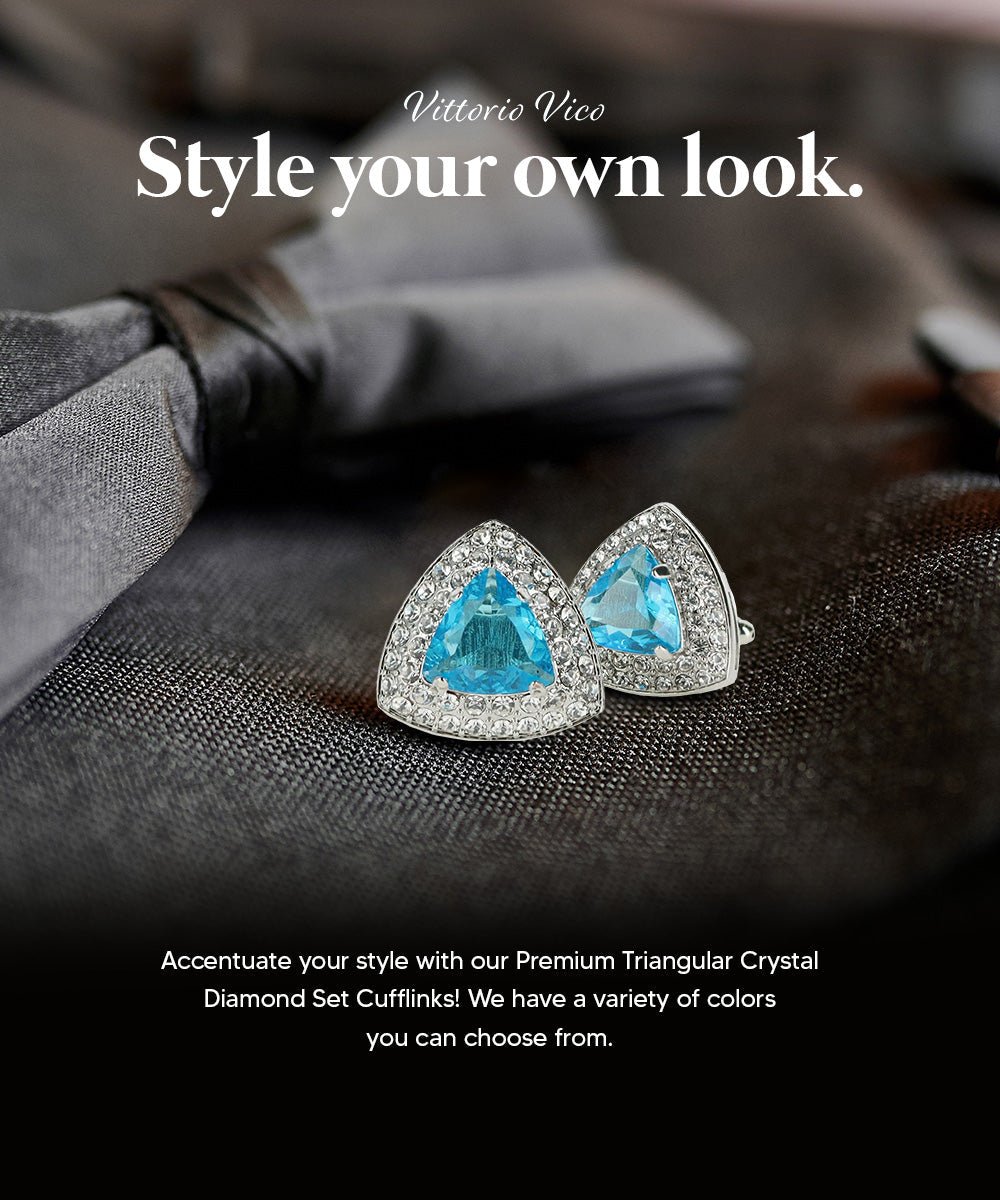 BLING Colorstone Cufflinks with Triangular Crystal in a Box by Vittorio Vico (CL72XX) (CL - 7217) for Independent Retail Stores by Dubal Brothers