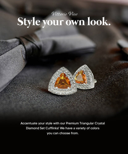 BLING Colorstone Cufflinks with Triangular Crystal in a Box by Vittorio Vico (CL72XX) (CL - 7219) for Independent Retail Stores by Dubal Brothers