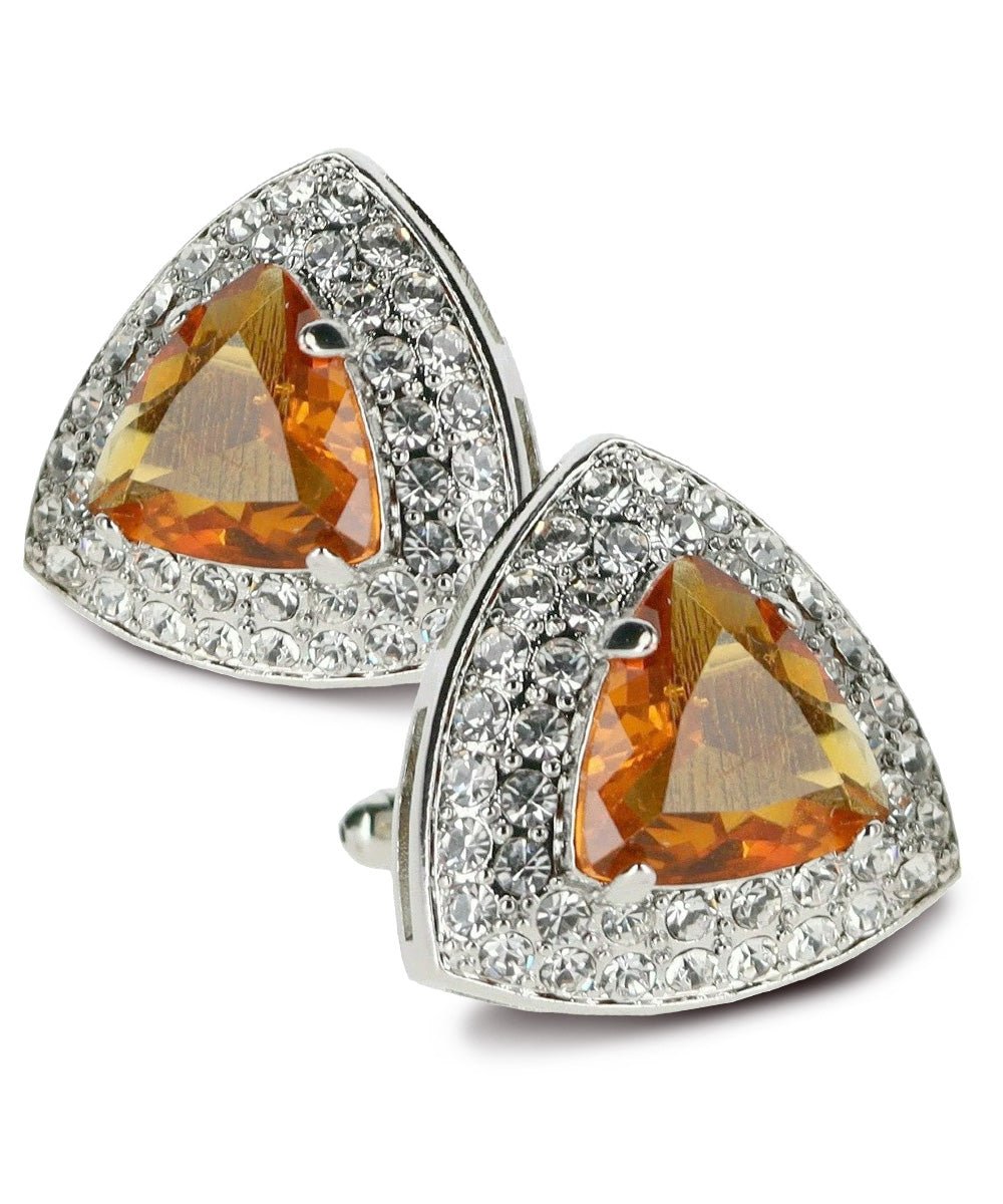 BLING Colorstone Cufflinks with Triangular Crystal in a Box by Vittorio Vico (CL72XX) (CL - 7219) for Independent Retail Stores by Dubal Brothers