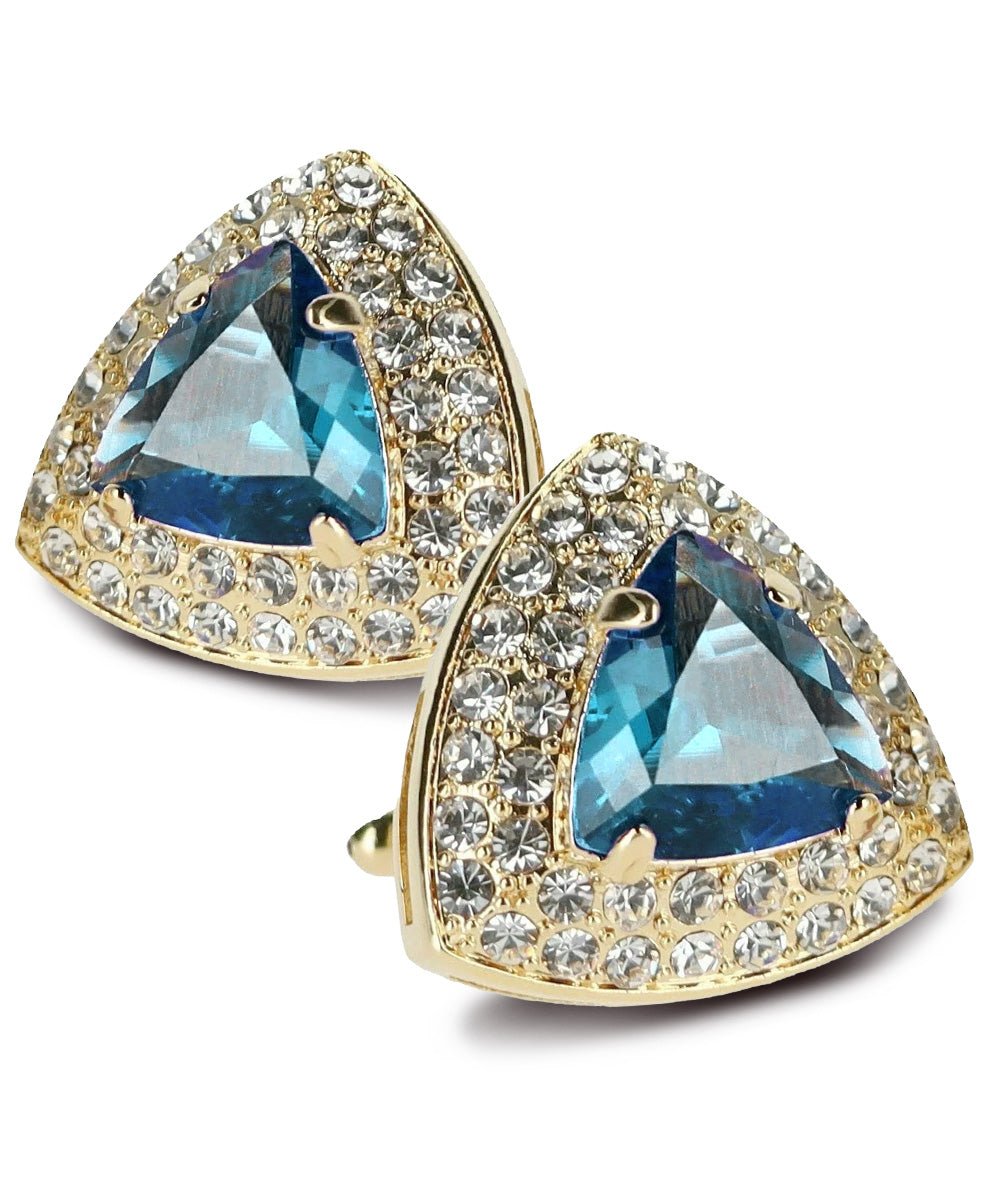 BLING Colorstone Cufflinks with Triangular Crystal in a Box by Vittorio Vico (CL72XX) (CL - 7226) for Independent Retail Stores by Dubal Brothers
