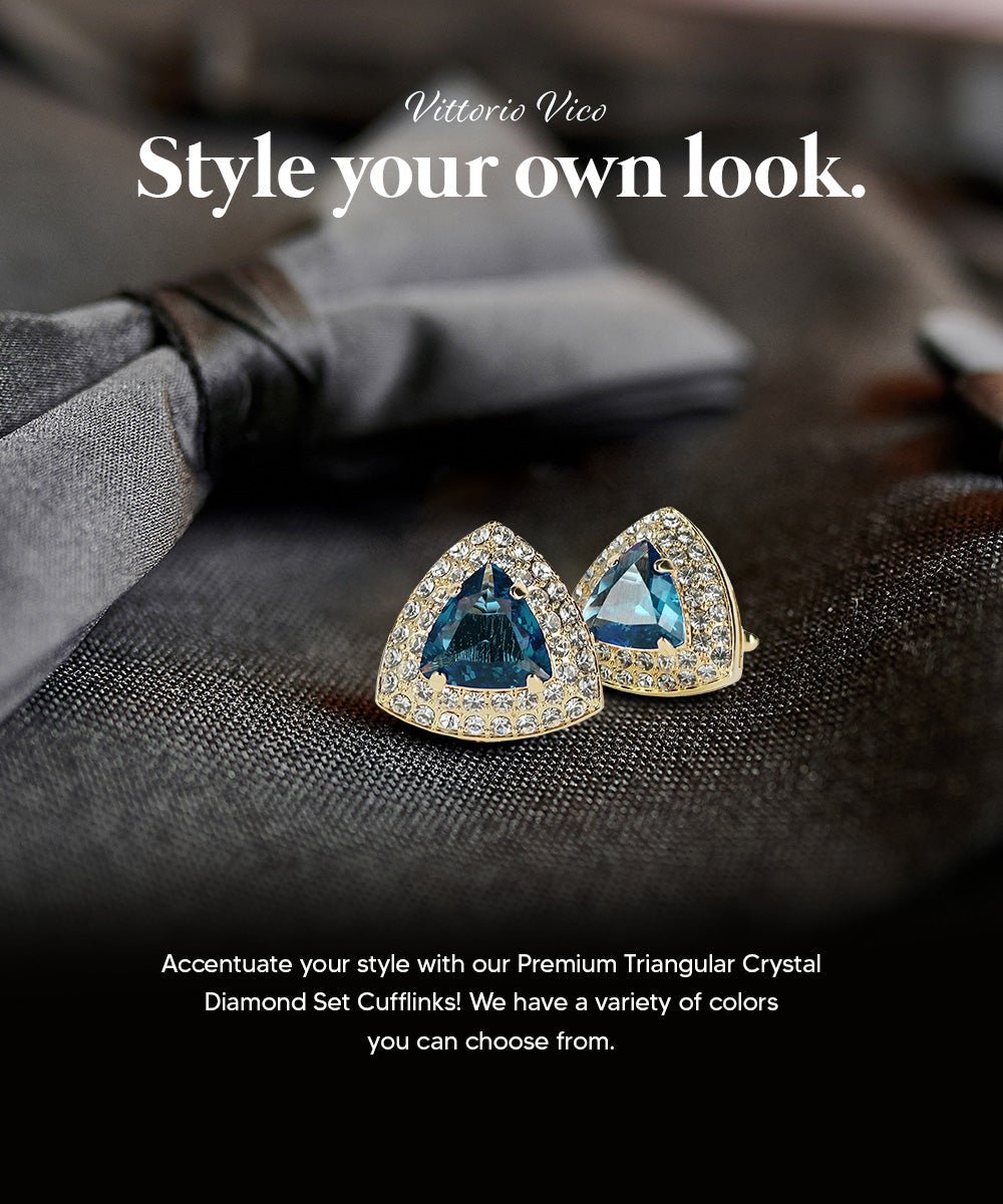 BLING Colorstone Cufflinks with Triangular Crystal in a Box by Vittorio Vico (CL72XX) (CL - 7226) for Independent Retail Stores by Dubal Brothers