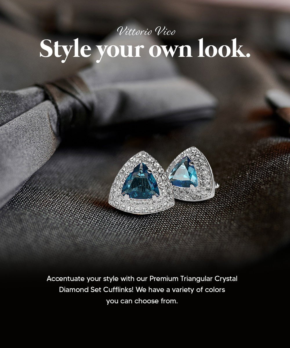 BLING Colorstone Cufflinks with Triangular Crystal in a Box by Vittorio Vico (CL72XX) (CL - 7227) for Independent Retail Stores by Dubal Brothers