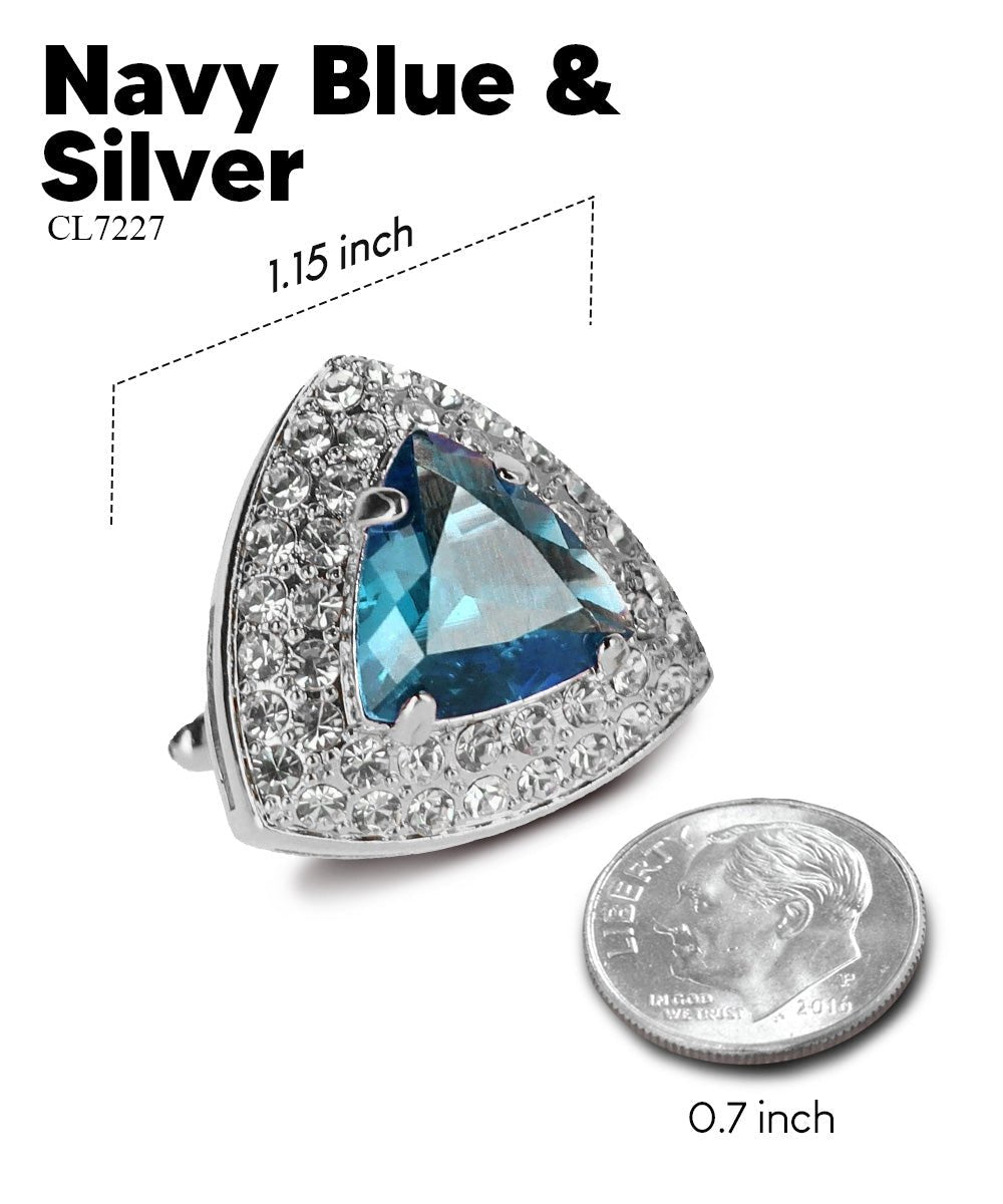 BLING Colorstone Cufflinks with Triangular Crystal in a Box by Vittorio Vico (CL72XX) (CL - 7227) for Independent Retail Stores by Dubal Brothers