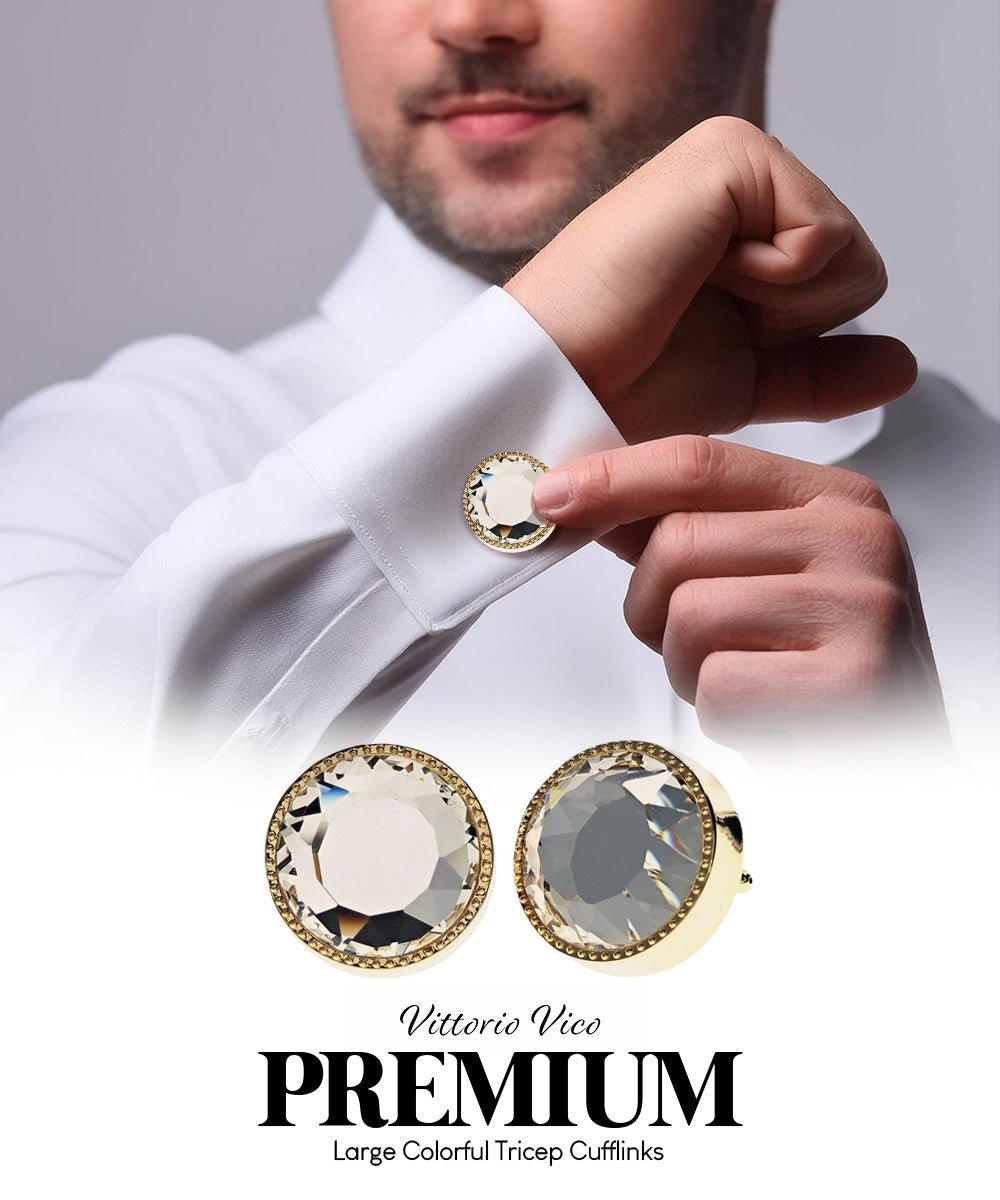 Bling Colorstone Tricep Cufflinks in a Box by Vittorio Vico (CL16XX) (cl - 1602) for Independent Retail Stores by Dubal Brothers