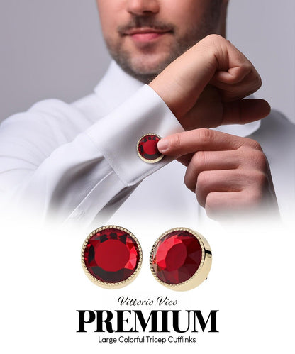 Bling Colorstone Tricep Cufflinks in a Box by Vittorio Vico (CL16XX) (cl - 1604) for Independent Retail Stores by Dubal Brothers