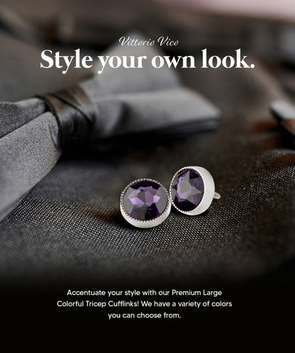 Bling Colorstone Tricep Cufflinks in a Box by Vittorio Vico (CL16XX) (cl - 1611) for Independent Retail Stores by Dubal Brothers