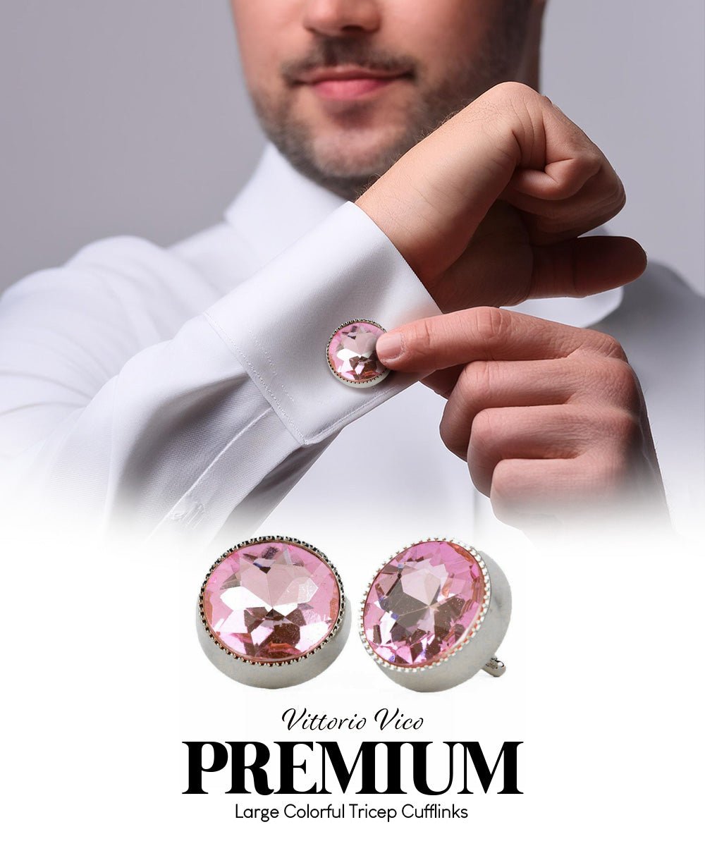 Bling Colorstone Tricep Cufflinks in a Box by Vittorio Vico (CL16XX) (cl - 1613) for Independent Retail Stores by Dubal Brothers