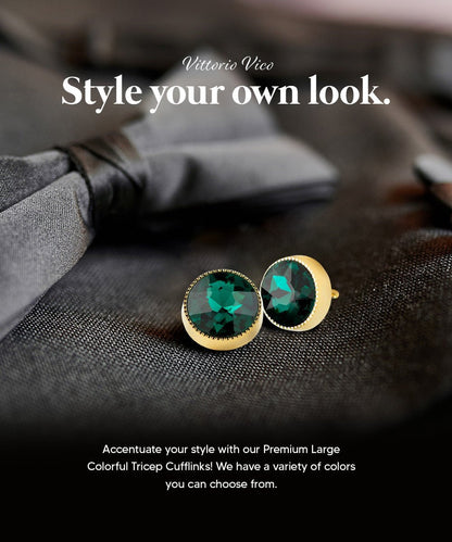 Bling Colorstone Tricep Cufflinks in a Box by Vittorio Vico (CL16XX) (cl - 1614) for Independent Retail Stores by Dubal Brothers