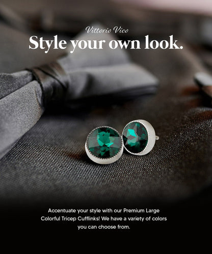 Bling Colorstone Tricep Cufflinks in a Box by Vittorio Vico (CL16XX) (cl - 1615) for Independent Retail Stores by Dubal Brothers