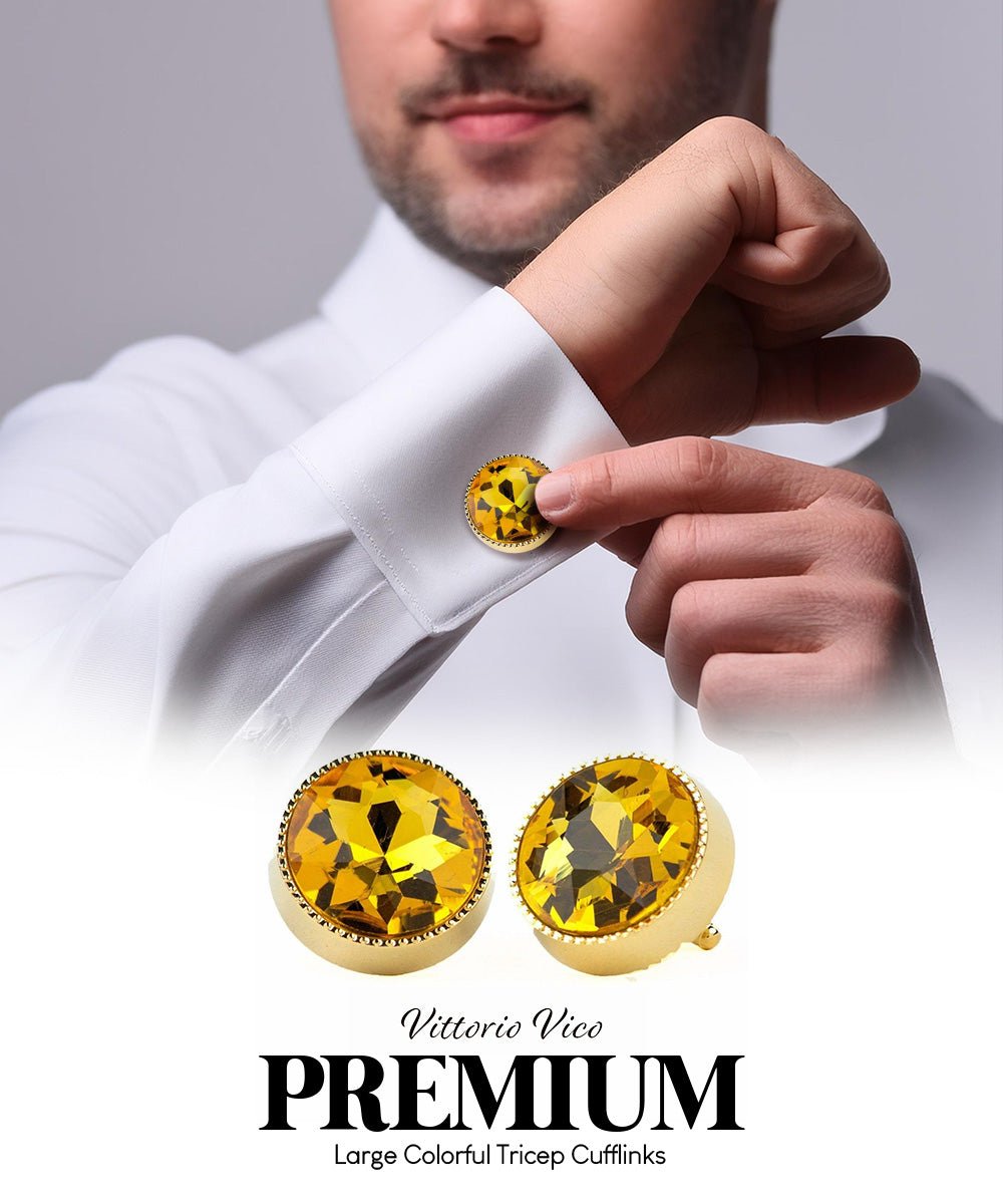 Bling Colorstone Tricep Cufflinks in a Box by Vittorio Vico (CL16XX) (cl - 1618) for Independent Retail Stores by Dubal Brothers