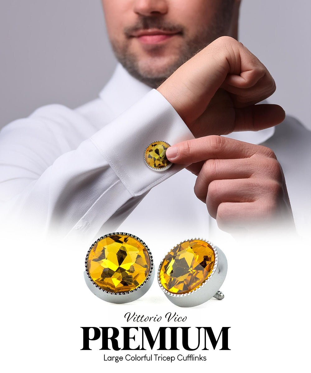 Bling Colorstone Tricep Cufflinks in a Box by Vittorio Vico (CL16XX) (cl - 1619) for Independent Retail Stores by Dubal Brothers