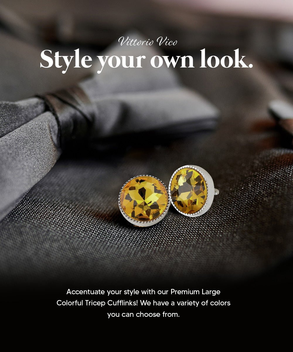 Bling Colorstone Tricep Cufflinks in a Box by Vittorio Vico (CL16XX) (cl - 1619) for Independent Retail Stores by Dubal Brothers