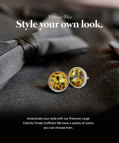 Bling Colorstone Tricep Cufflinks in a Box by Vittorio Vico (CL16XX) (cl - 1619) for Independent Retail Stores by Dubal Brothers