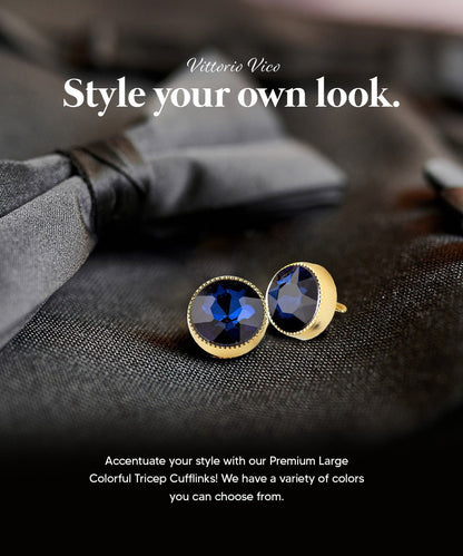 Bling Colorstone Tricep Cufflinks in a Box by Vittorio Vico (CL16XX) (cl - 1626) for Independent Retail Stores by Dubal Brothers