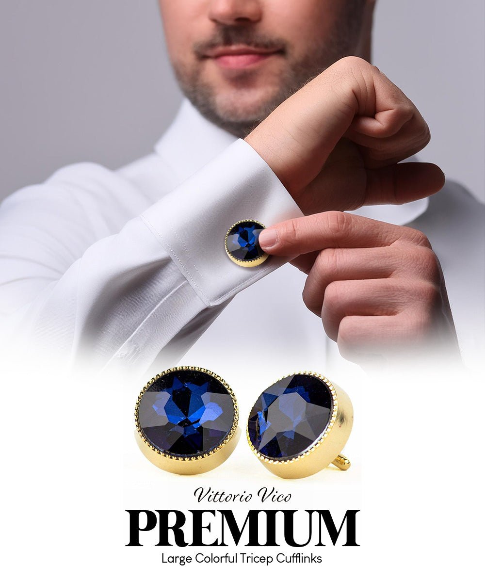 Bling Colorstone Tricep Cufflinks in a Box by Vittorio Vico (CL16XX) (cl - 1626) for Independent Retail Stores by Dubal Brothers