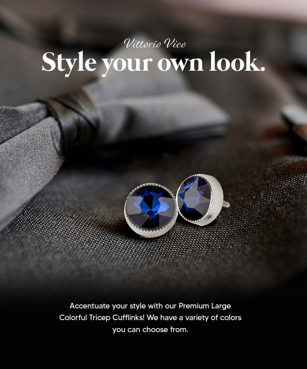 Bling Colorstone Tricep Cufflinks in a Box by Vittorio Vico (CL16XX) (cl - 1627) for Independent Retail Stores by Dubal Brothers