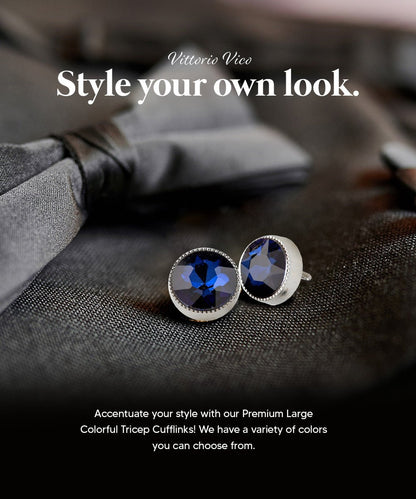 Bling Colorstone Tricep Cufflinks in a Box by Vittorio Vico (CL16XX) (cl - 1627) for Independent Retail Stores by Dubal Brothers