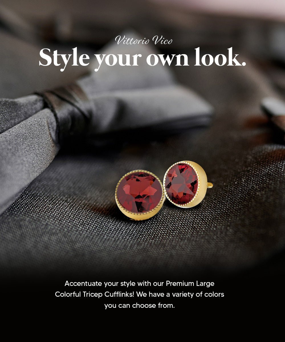 Bling Colorstone Tricep Cufflinks in a Box by Vittorio Vico (CL16XX) (cl - 1628) for Independent Retail Stores by Dubal Brothers