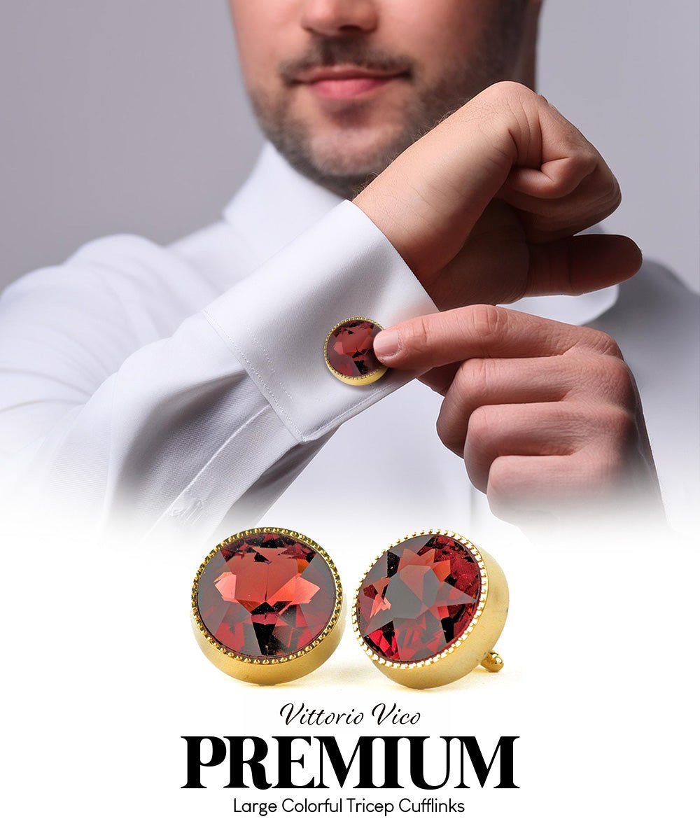 Bling Colorstone Tricep Cufflinks in a Box by Vittorio Vico (CL16XX) (cl - 1628) for Independent Retail Stores by Dubal Brothers