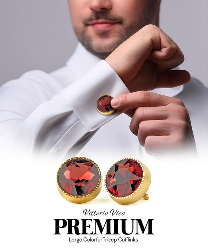 Bling Colorstone Tricep Cufflinks in a Box by Vittorio Vico (CL16XX) (cl - 1628) for Independent Retail Stores by Dubal Brothers