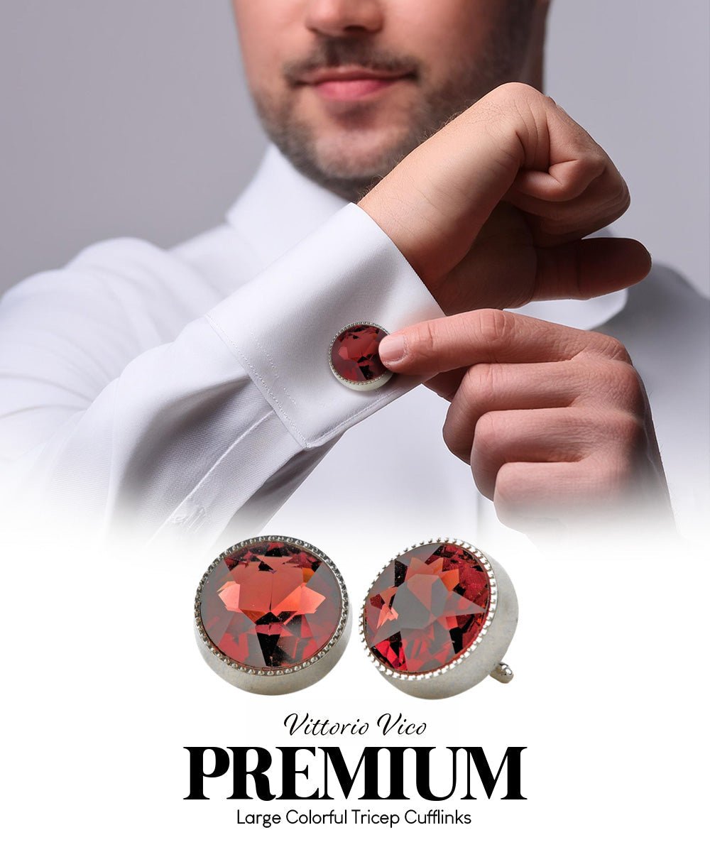 Bling Colorstone Tricep Cufflinks in a Box by Vittorio Vico (CL16XX) (cl - 1629) for Independent Retail Stores by Dubal Brothers