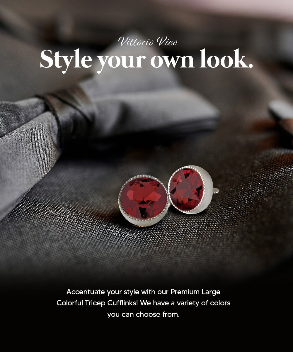 Bling Colorstone Tricep Cufflinks in a Box by Vittorio Vico (CL16XX) (cl - 1629) for Independent Retail Stores by Dubal Brothers