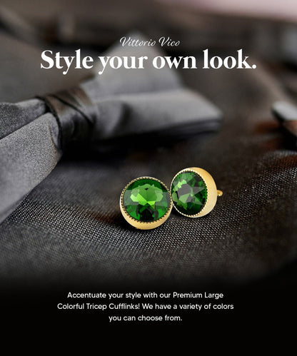 Bling Colorstone Tricep Cufflinks in a Box by Vittorio Vico (CL16XX) (cl - 1638) for Independent Retail Stores by Dubal Brothers