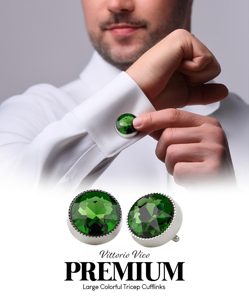 Bling Colorstone Tricep Cufflinks in a Box by Vittorio Vico (CL16XX) (cl - 1639) for Independent Retail Stores by Dubal Brothers