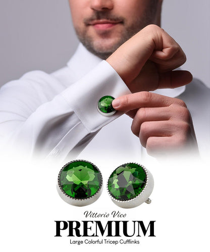 Bling Colorstone Tricep Cufflinks in a Box by Vittorio Vico (CL16XX) (cl - 1639) for Independent Retail Stores by Dubal Brothers