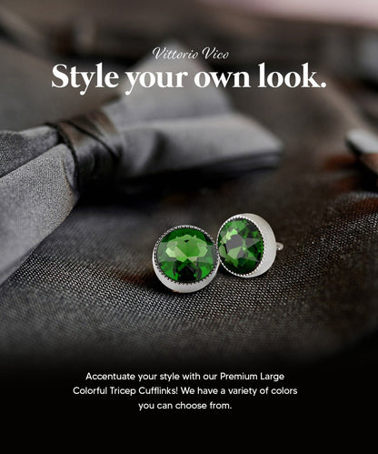 Bling Colorstone Tricep Cufflinks in a Box by Vittorio Vico (CL16XX) (cl - 1639) for Independent Retail Stores by Dubal Brothers