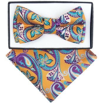 Boy's Design Bow Tie & Pocket Square in a Box by Vittorio Farina - KBH 1003 - Wholesale Bow Tie & Pocket Square by Dubal Brothers