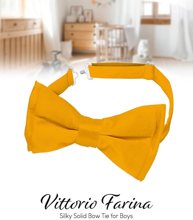 Boy's Solid Bow Tie by Vittorio Farina (boys - amber) for Independent Retail Stores by Dubal Brothers