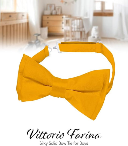 Boy's Solid Bow Tie by Vittorio Farina (boys - amber) for Independent Retail Stores by Dubal Brothers