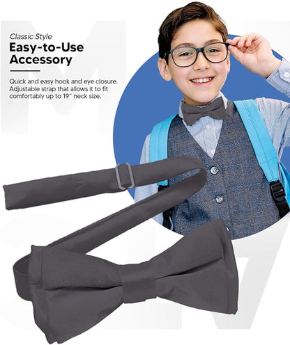 Boy's Solid Bow Tie by Vittorio Farina (boys - charcoal) for Independent Retail Stores by Dubal Brothers