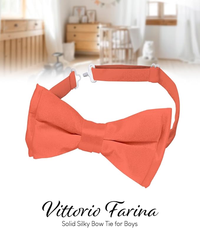 Boy's Solid Bow Tie by Vittorio Farina (boys - coral) for Independent Retail Stores by Dubal Brothers