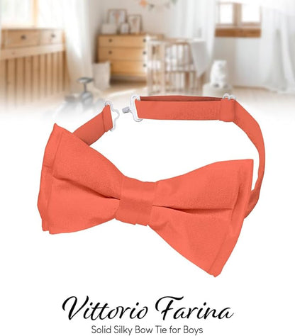 Boy's Solid Bow Tie by Vittorio Farina (boys - coral) for Independent Retail Stores by Dubal Brothers