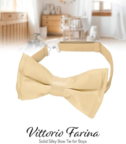 Boy's Solid Bow Tie by Vittorio Farina (boys - gold) for Independent Retail Stores by Dubal Brothers