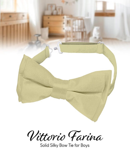 Boy's Solid Bow Tie by Vittorio Farina (boys - ivory) for Independent Retail Stores by Dubal Brothers