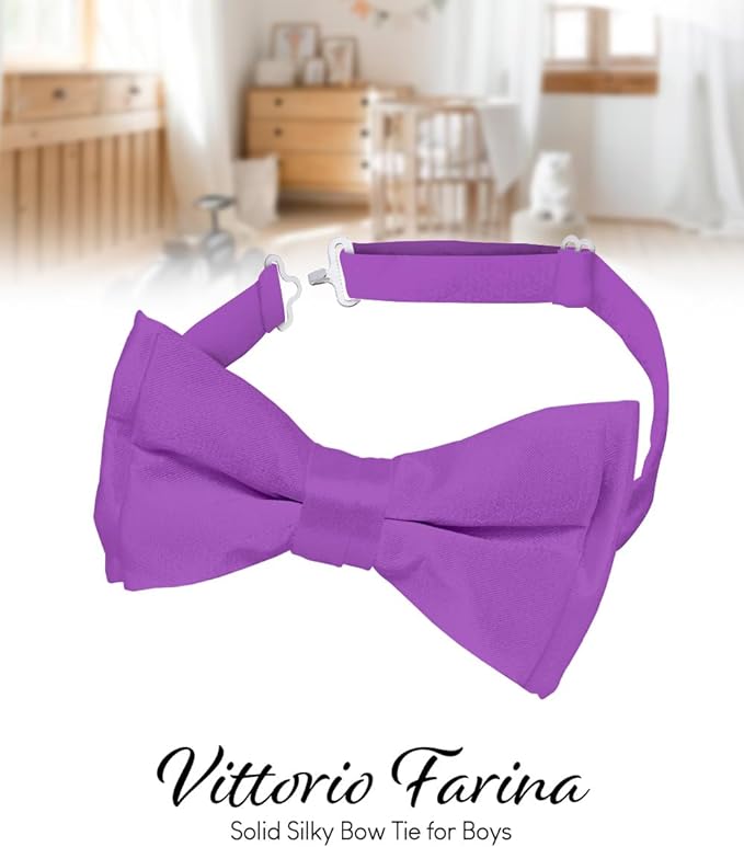 Boy's Solid Bow Tie by Vittorio Farina (boys - med purple) for Independent Retail Stores by Dubal Brothers