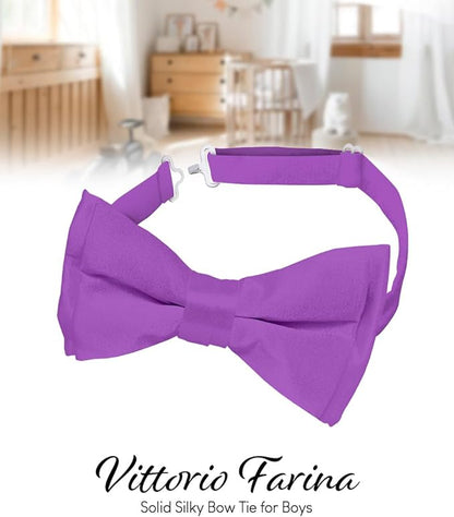 Boy's Solid Bow Tie by Vittorio Farina (boys - med purple) for Independent Retail Stores by Dubal Brothers