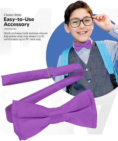 Boy's Solid Bow Tie by Vittorio Farina (boys - med purple) for Independent Retail Stores by Dubal Brothers