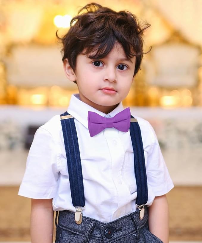 Boy's Solid Bow Tie by Vittorio Farina (boys - med purple) for Independent Retail Stores by Dubal Brothers