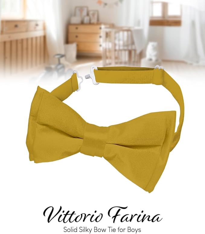 Boy's Solid Bow Tie by Vittorio Farina (boys - mustard) for Independent Retail Stores by Dubal Brothers