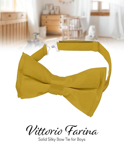 Boy's Solid Bow Tie by Vittorio Farina (boys - mustard) for Independent Retail Stores by Dubal Brothers