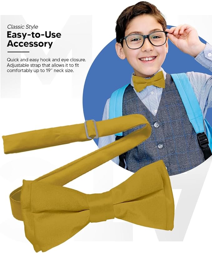 Boy's Solid Bow Tie by Vittorio Farina (boys - mustard) for Independent Retail Stores by Dubal Brothers