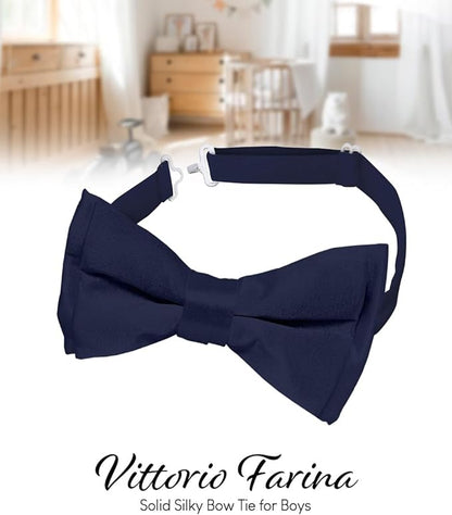 Boy's Solid Bow Tie by Vittorio Farina (boys - navy) for Independent Retail Stores by Dubal Brothers