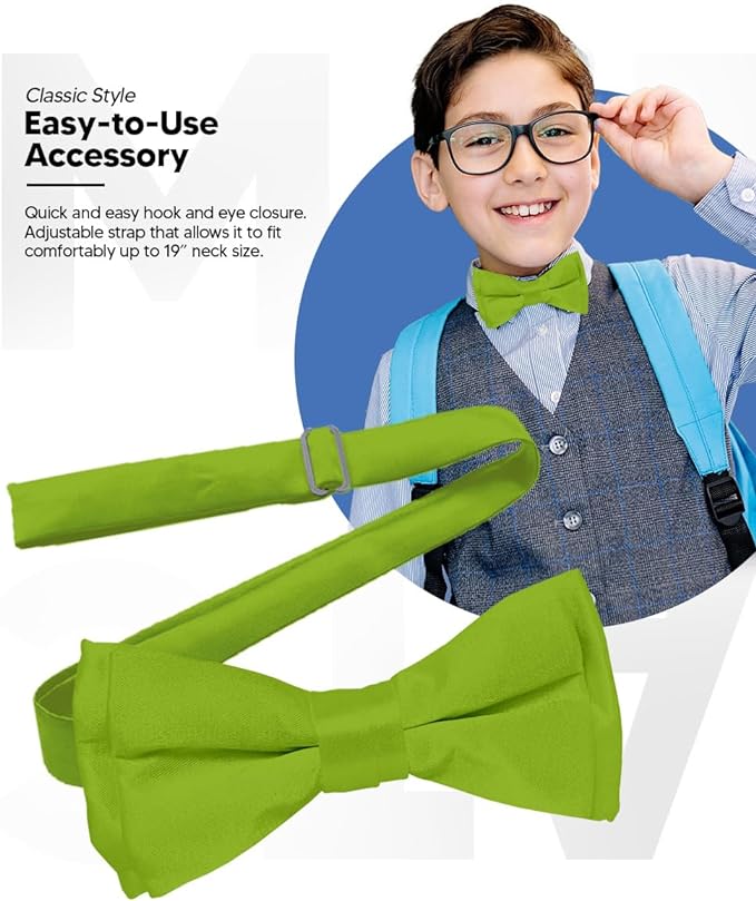 Boy's Solid Bow Tie by Vittorio Farina (boys - olive) for Independent Retail Stores by Dubal Brothers