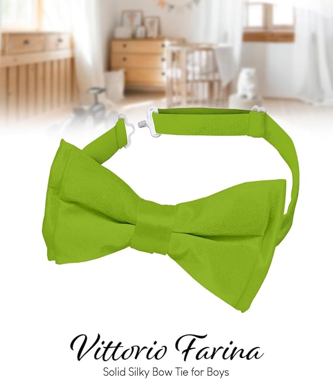 Boy's Solid Bow Tie by Vittorio Farina (boys - olive) for Independent Retail Stores by Dubal Brothers