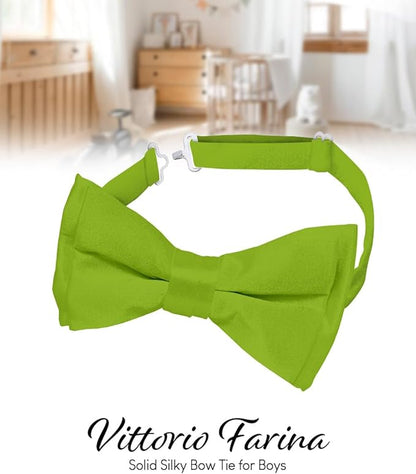 Boy's Solid Bow Tie by Vittorio Farina (boys - olive) for Independent Retail Stores by Dubal Brothers