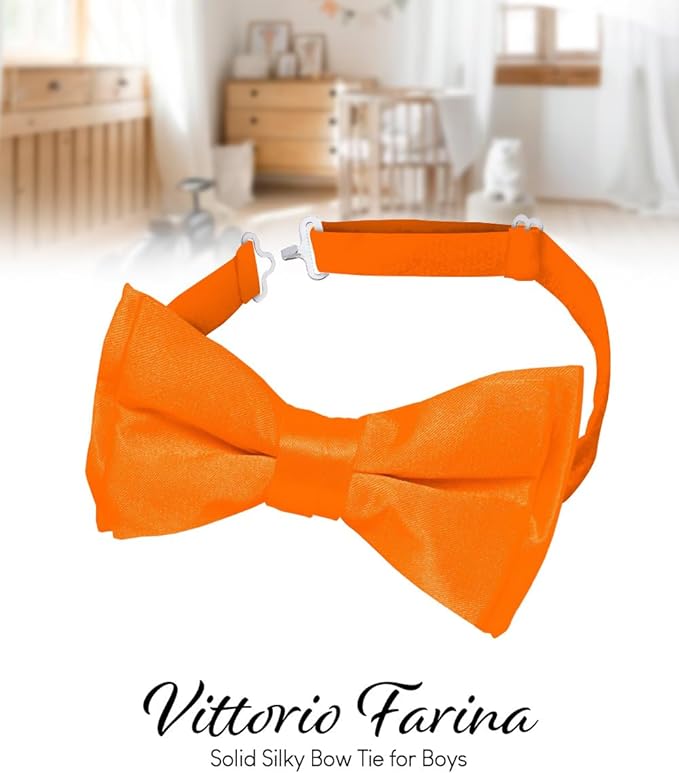 Boy's Solid Bow Tie by Vittorio Farina (boys - orange) for Independent Retail Stores by Dubal Brothers